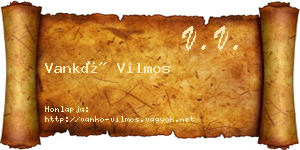 Vankó Vilmos névjegykártya